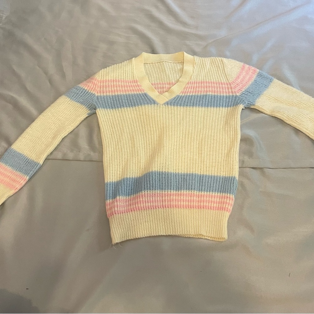 Cute Light Pink Cream and BabyBlue sweater
